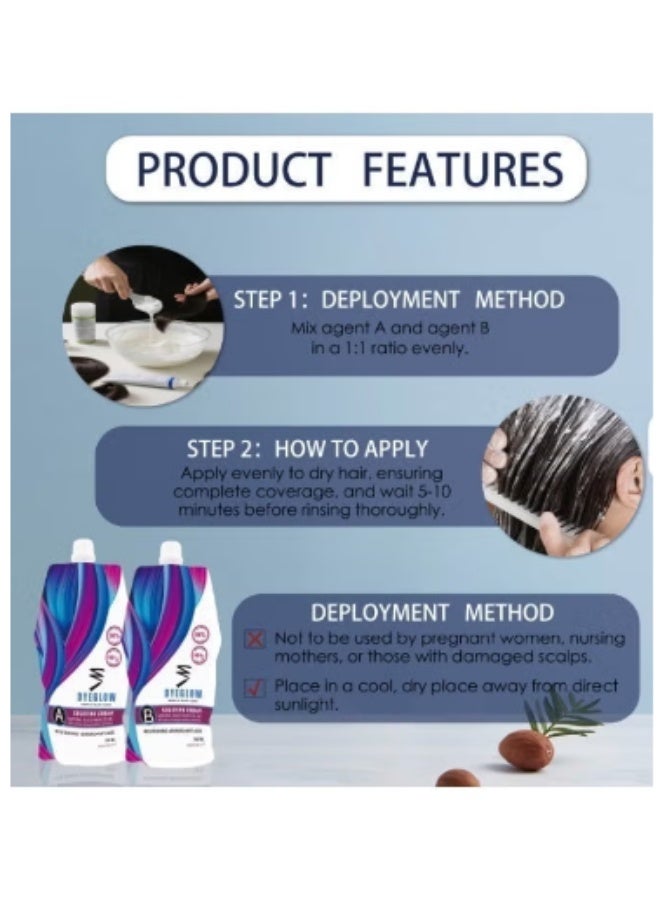 Dyeglow Hair Color, Ammonia-free, Non-Allergic,Natural Black,Hair Colouring Cream,1000Ml, Without Alergy, Nourishing and Anti-Aging,500ml+500ml - Image 4